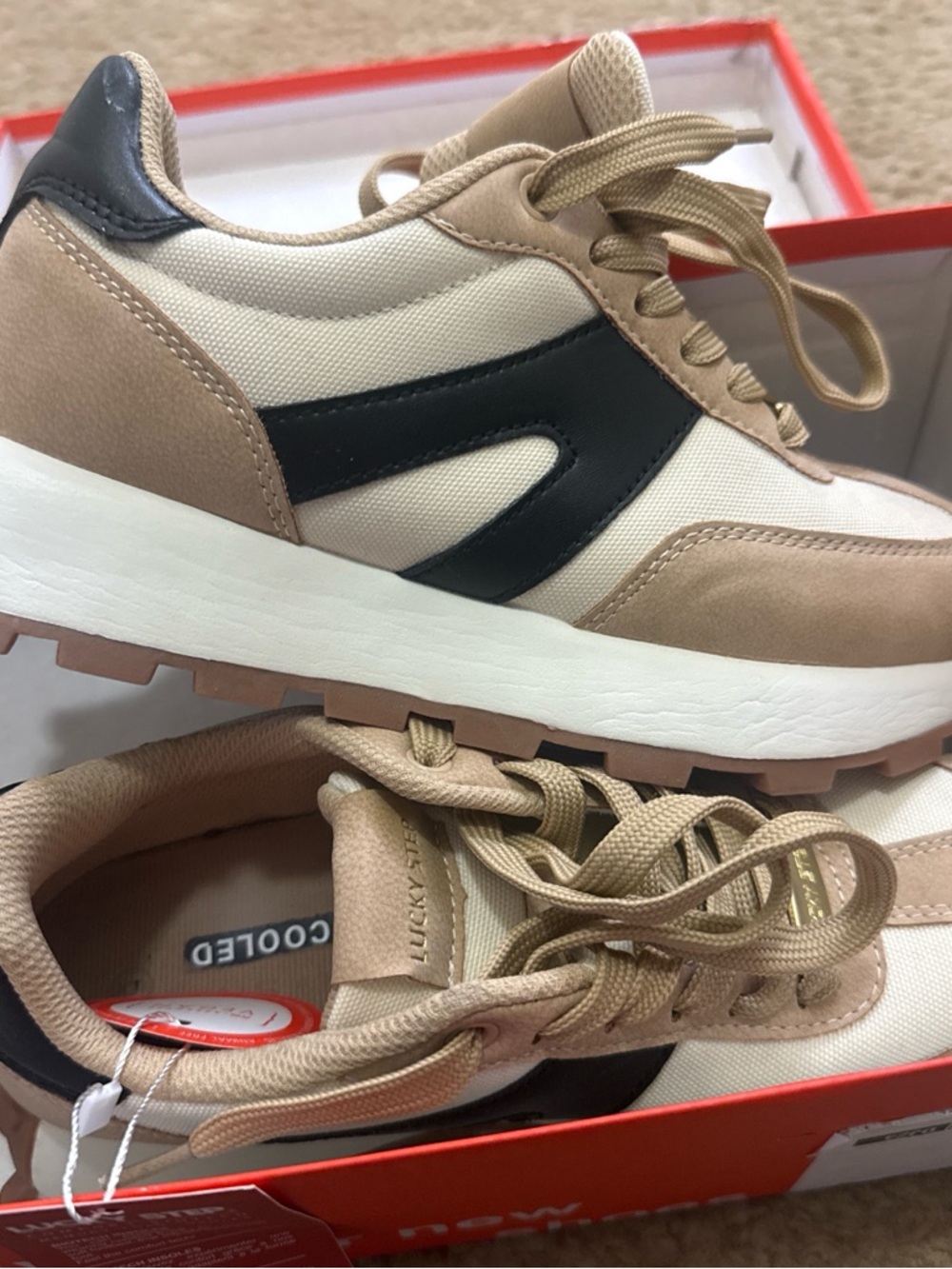 Tan & Black Retro Runner Sneakers